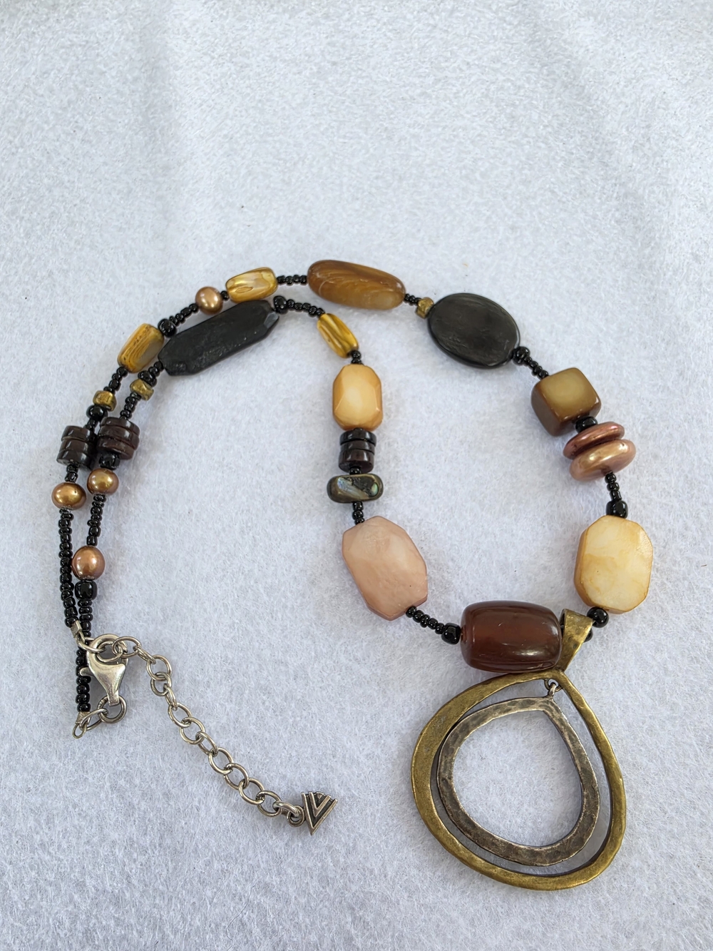 Silpada Multitone Brown & Black Bead Pendant Necklace